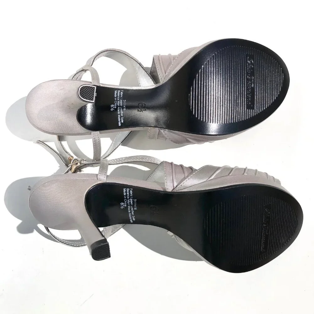 Lulu Townsend Romeo heels women size 6.5 strappy silver party evening wedding